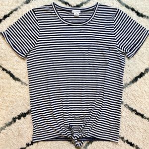 SALE🌟 J. Crew Navy White Striped Knotted Tee